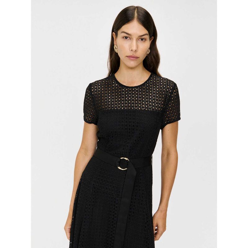 Veronika Maine European Lace Belted Midi Dress image number 3
